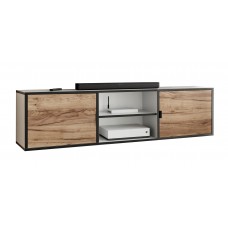 Atvērts TV galdiņš LUNO 3, Balts/Zelts craft/Melns
